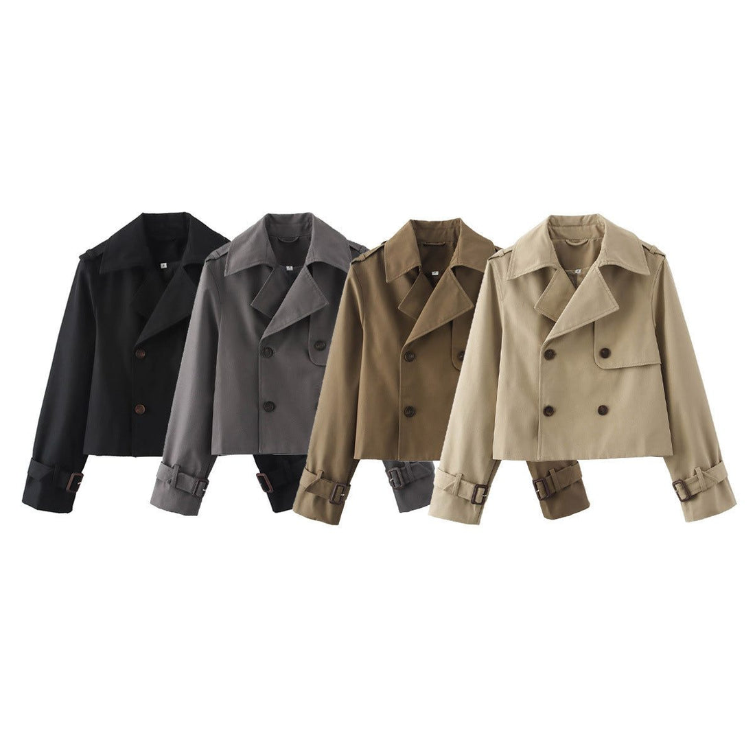 Double-Breasted Cropped Leather Trench Coat for Women