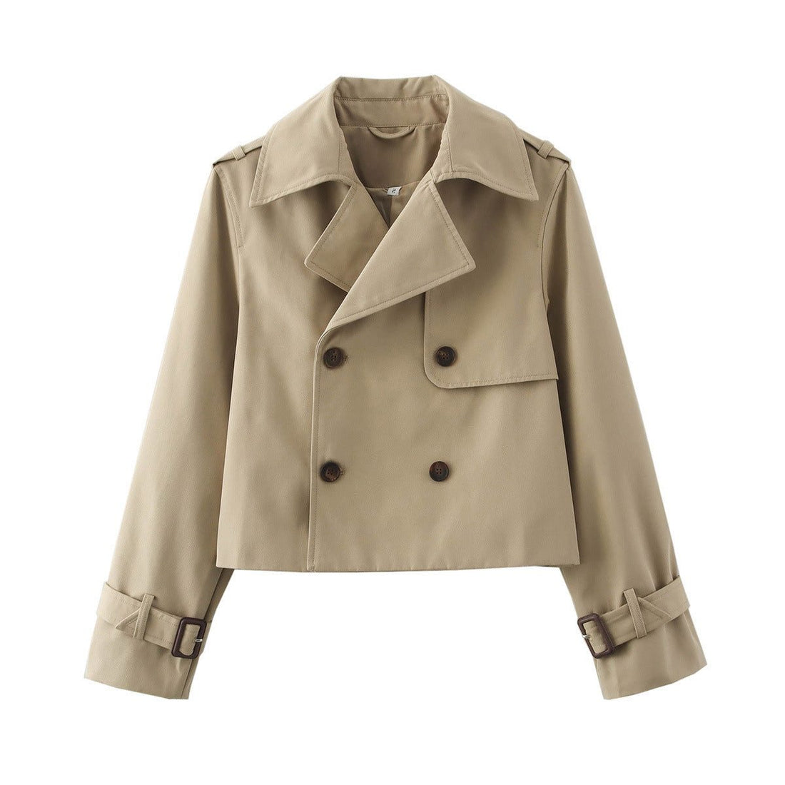 Double-Breasted Cropped Leather Trench Coat for Women