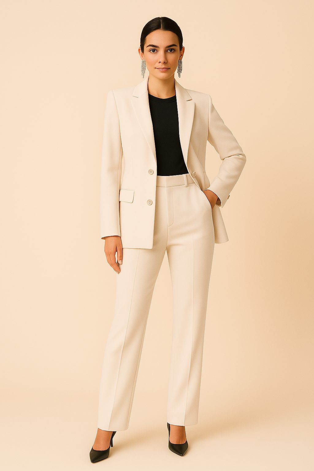 Double-Breasted Straight Leg Suit Set for Women