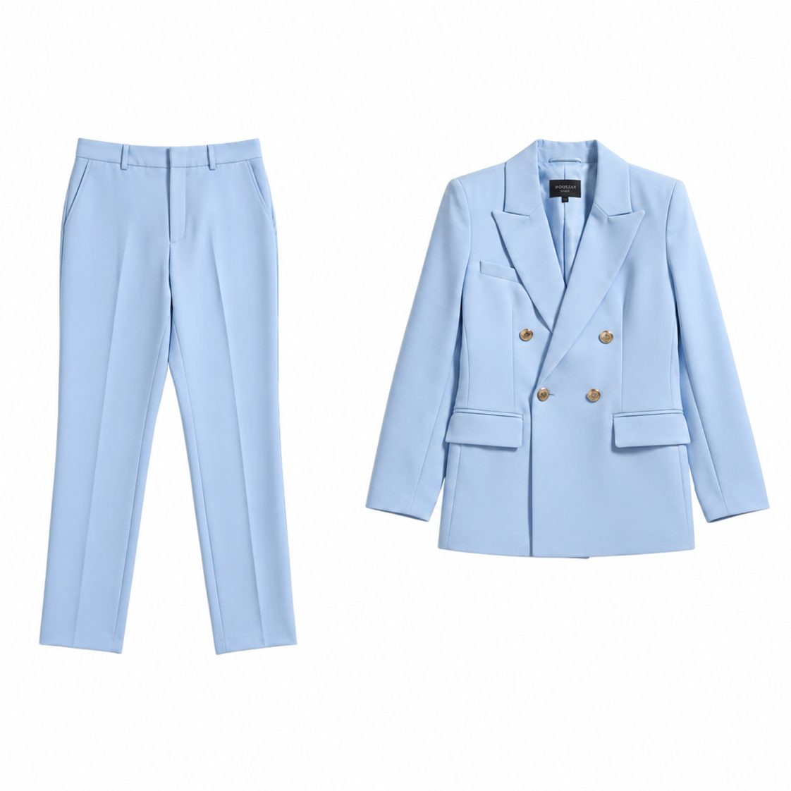 Double-Breasted Tailored Blazer and Trousers Set for Women - View 3