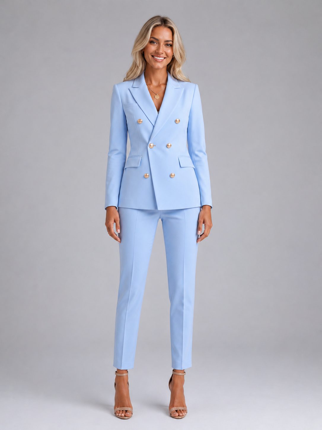Double-Breasted Tailored Blazer & Trousers Set for Women