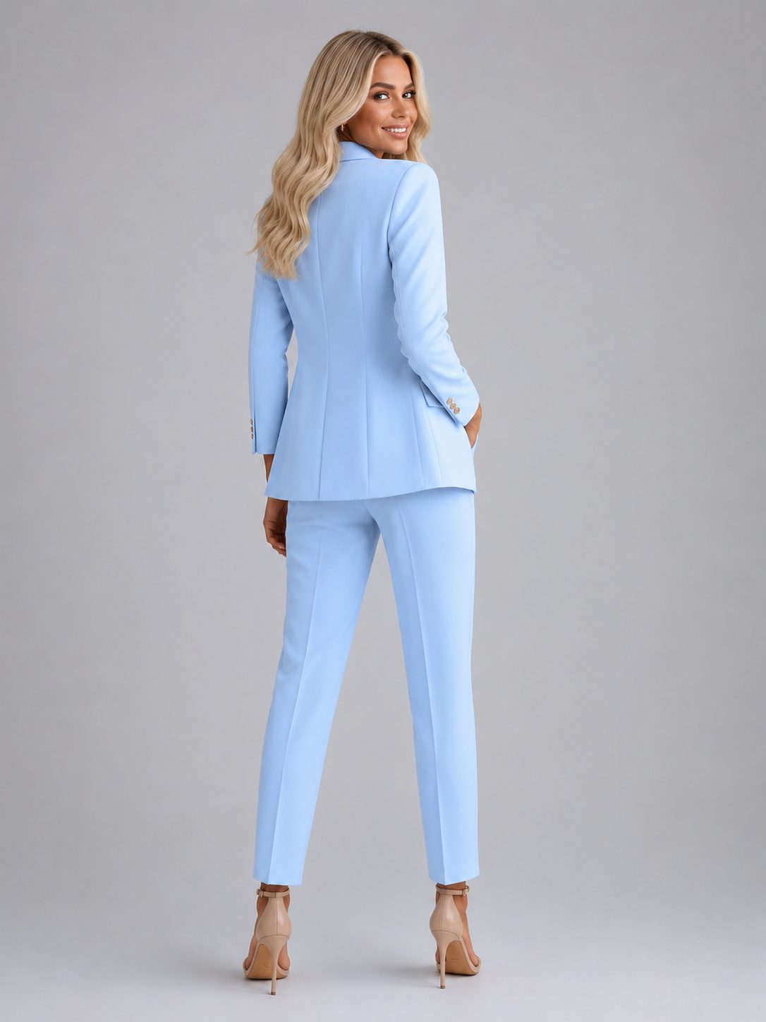 Double-Breasted Tailored Blazer & Trousers Set for Women - View 3