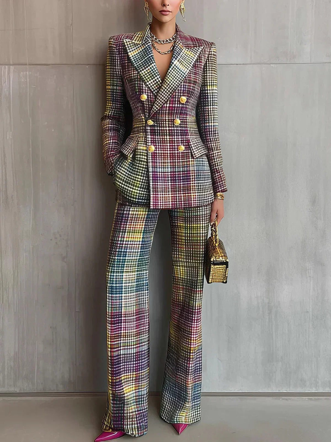 Double-Breasted Tailored Suit for Women