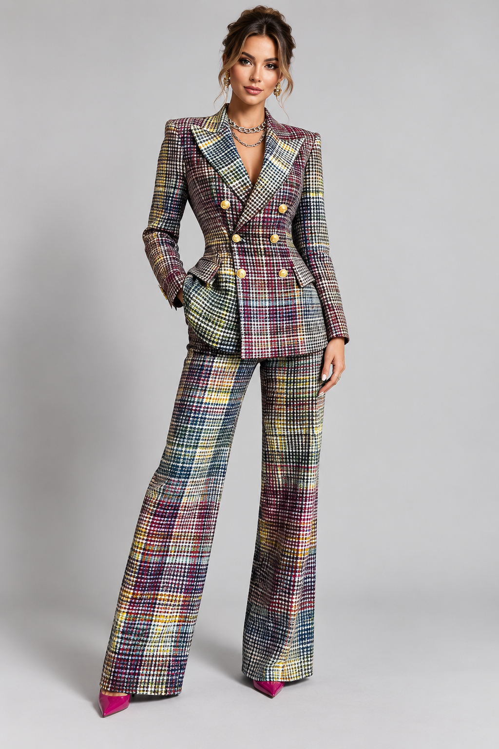 Double-Breasted Tailored Suit for Women