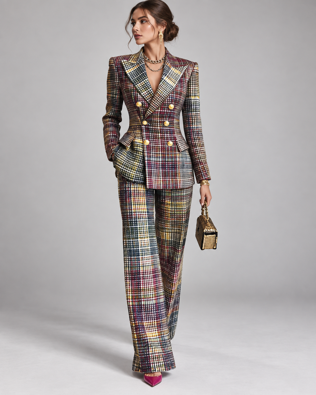 Double-Breasted Tailored Suit for Women