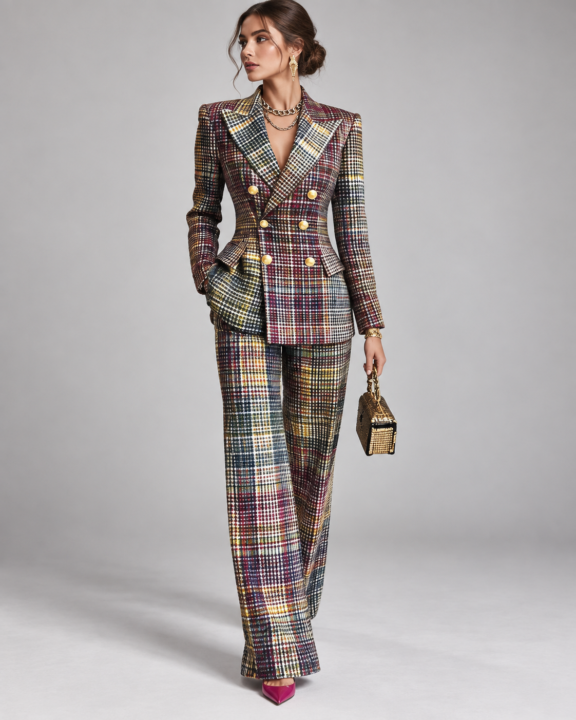 Double-Breasted Tailored Suit for Women