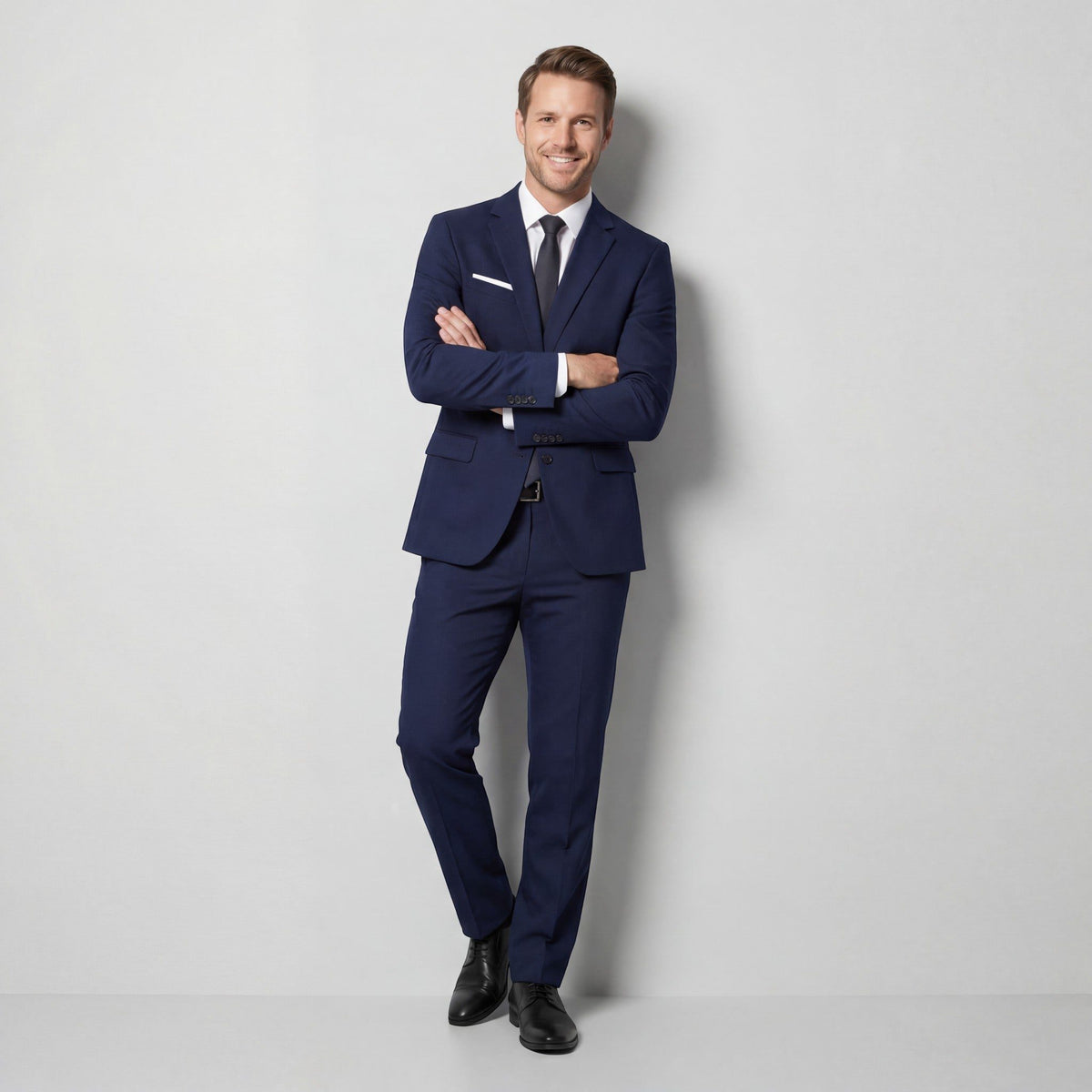 Double-Breasted Tailored Suit Set for Men - Bleu marine