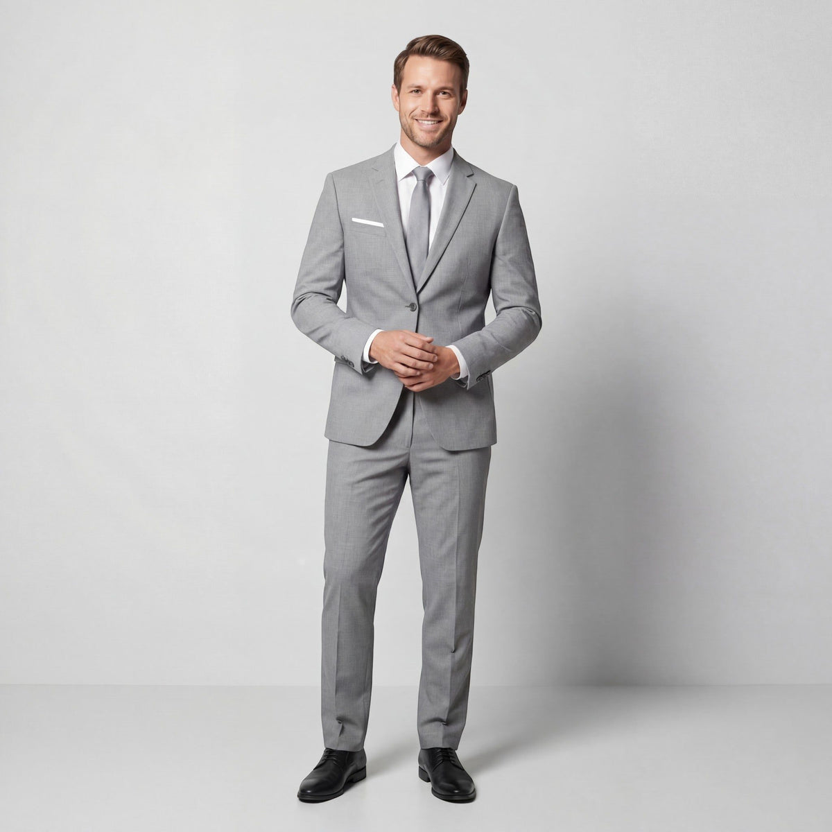 Double-Breasted Tailored Suit Set for Men - Gris clair