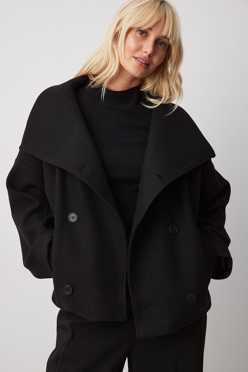 Double-Breasted Wool Jacket for Women - Black
