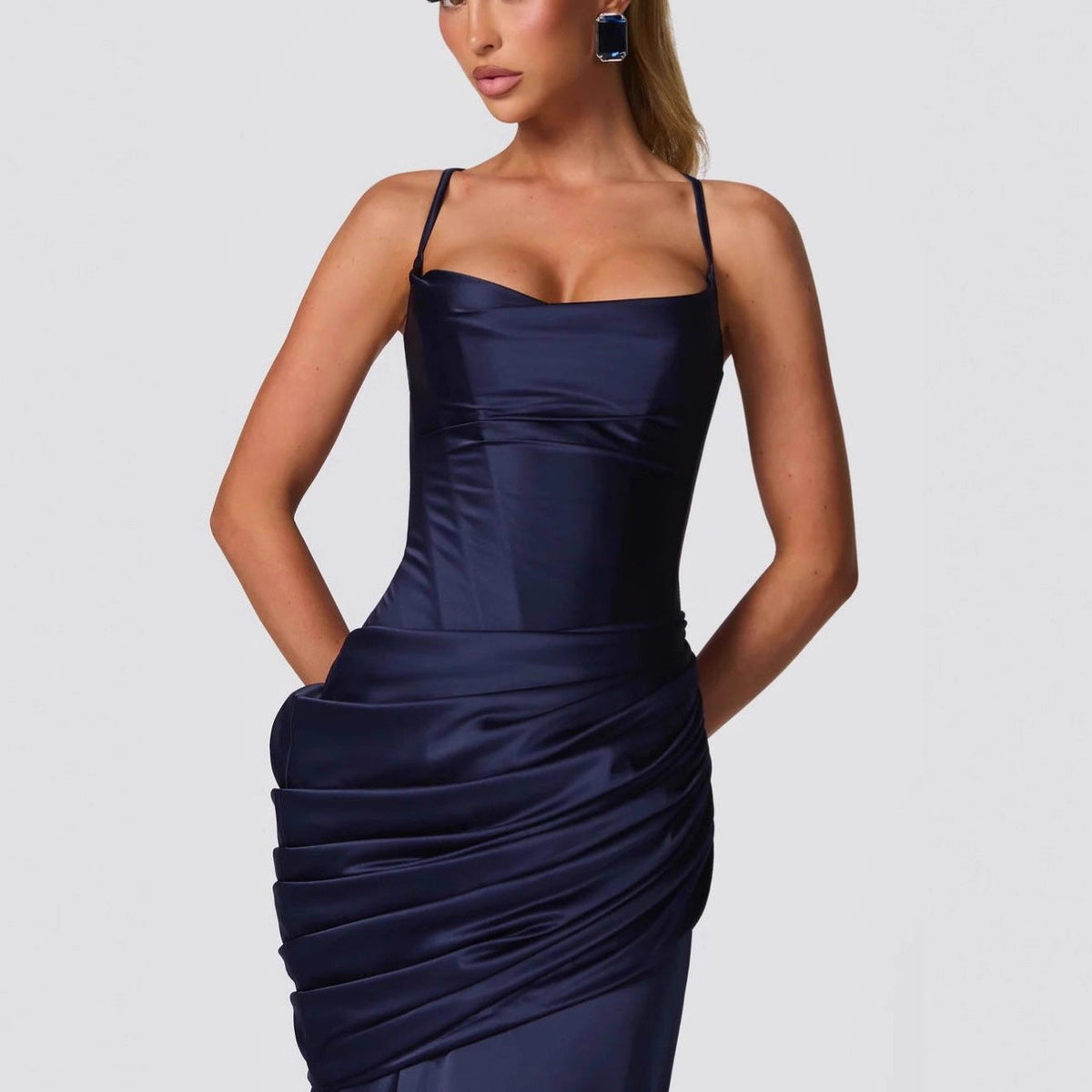 Draped Maxi Wedding Guest Dress for Women - View 4
