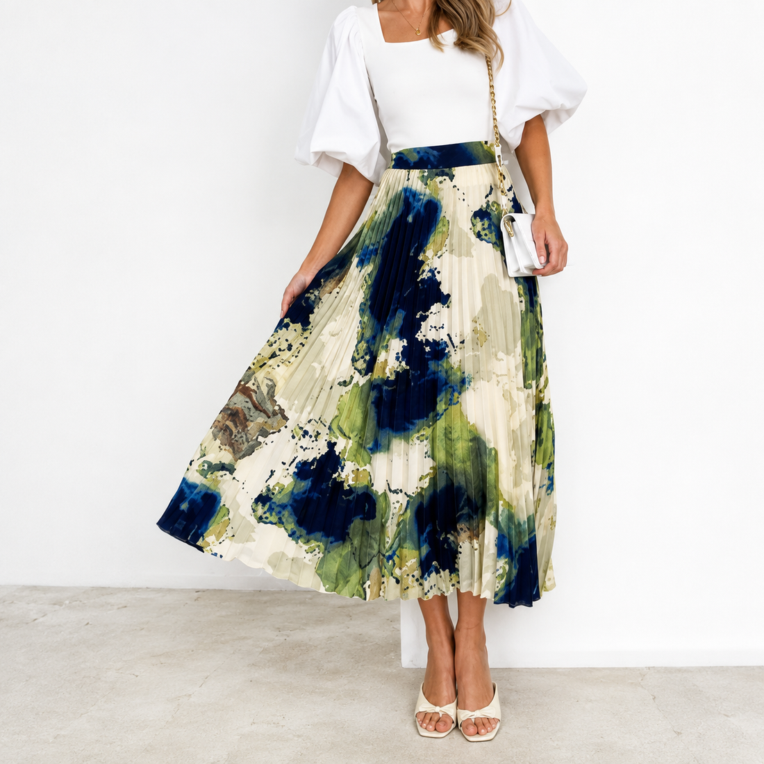 Wedding Guest Pleated Maxi Skirt for Women