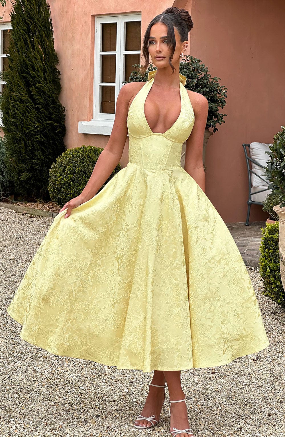 Midi V-Neck Wedding Guest Dress for Women
