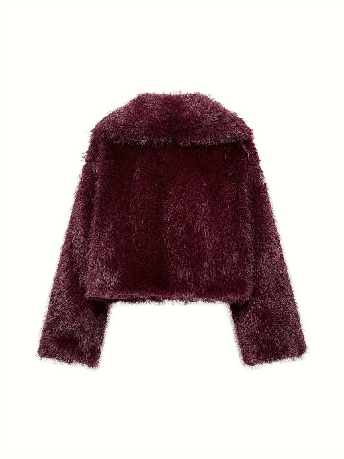 Faux Fur Cropped Jacket with Oversized Sleeves for Women - View 10