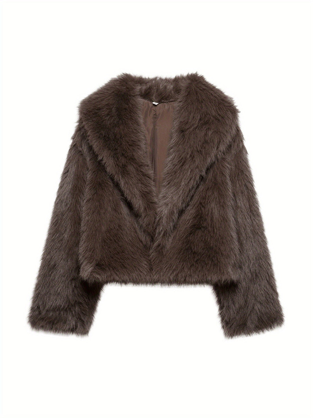 Faux Fur Cropped Jacket with Oversized Sleeves for Women - View 8