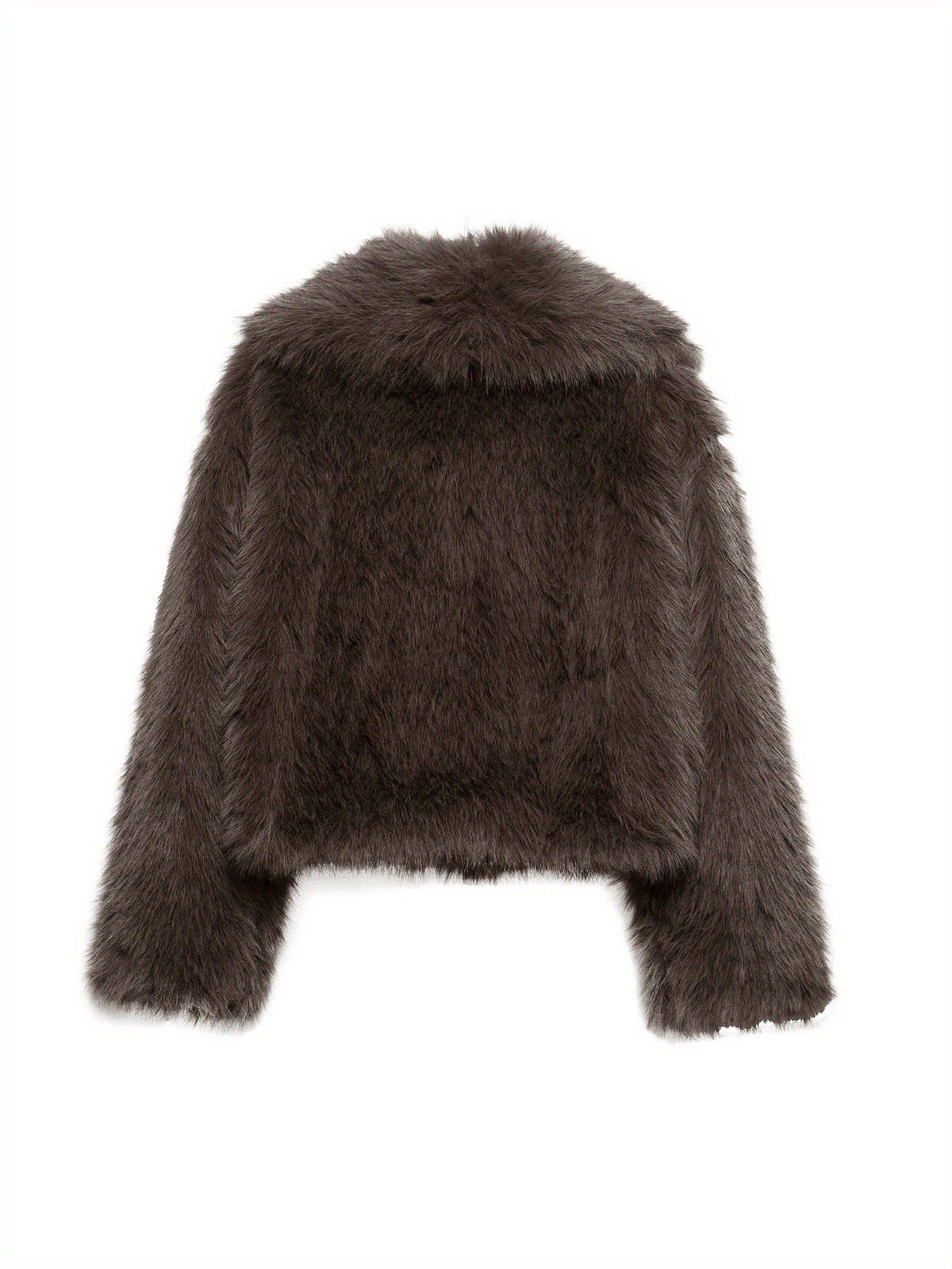 Faux Fur Cropped Jacket with Oversized Sleeves for Women - View 9