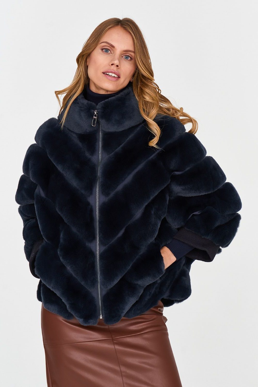 Faux Fur Quilted Puffer Jacket for Women - Schwarz