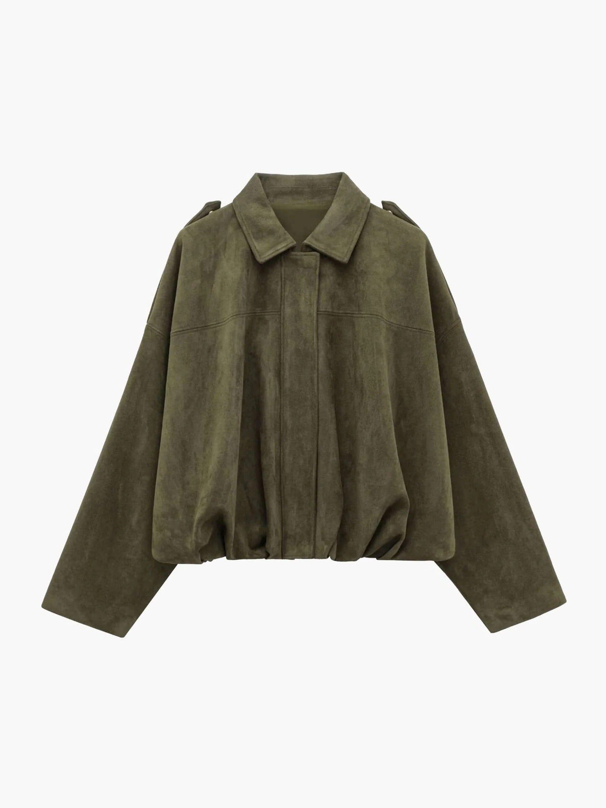 Faux Suede Cropped Bomber Jacket for Women - View 2