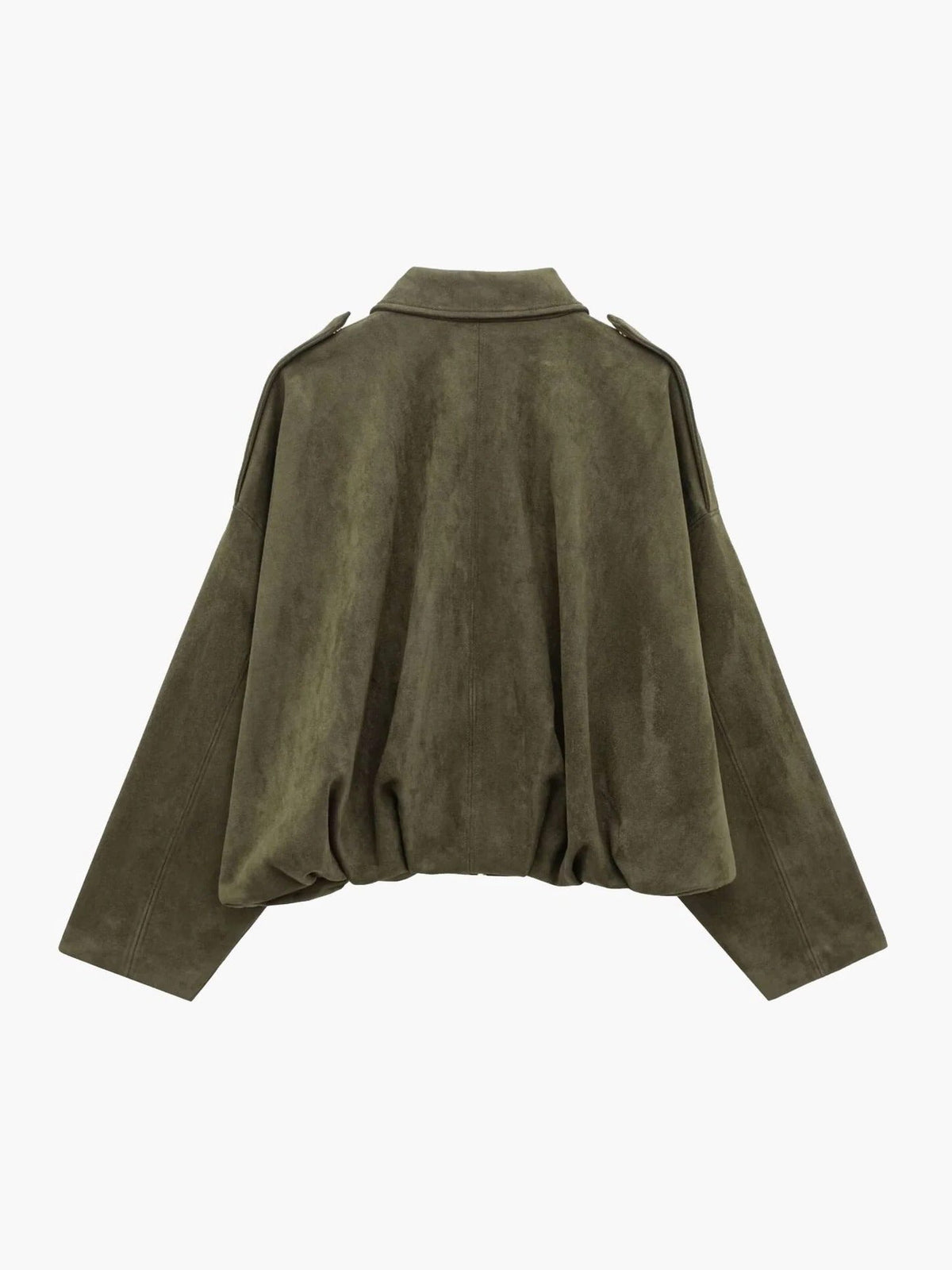 Faux Suede Cropped Bomber Jacket for Women - View 3