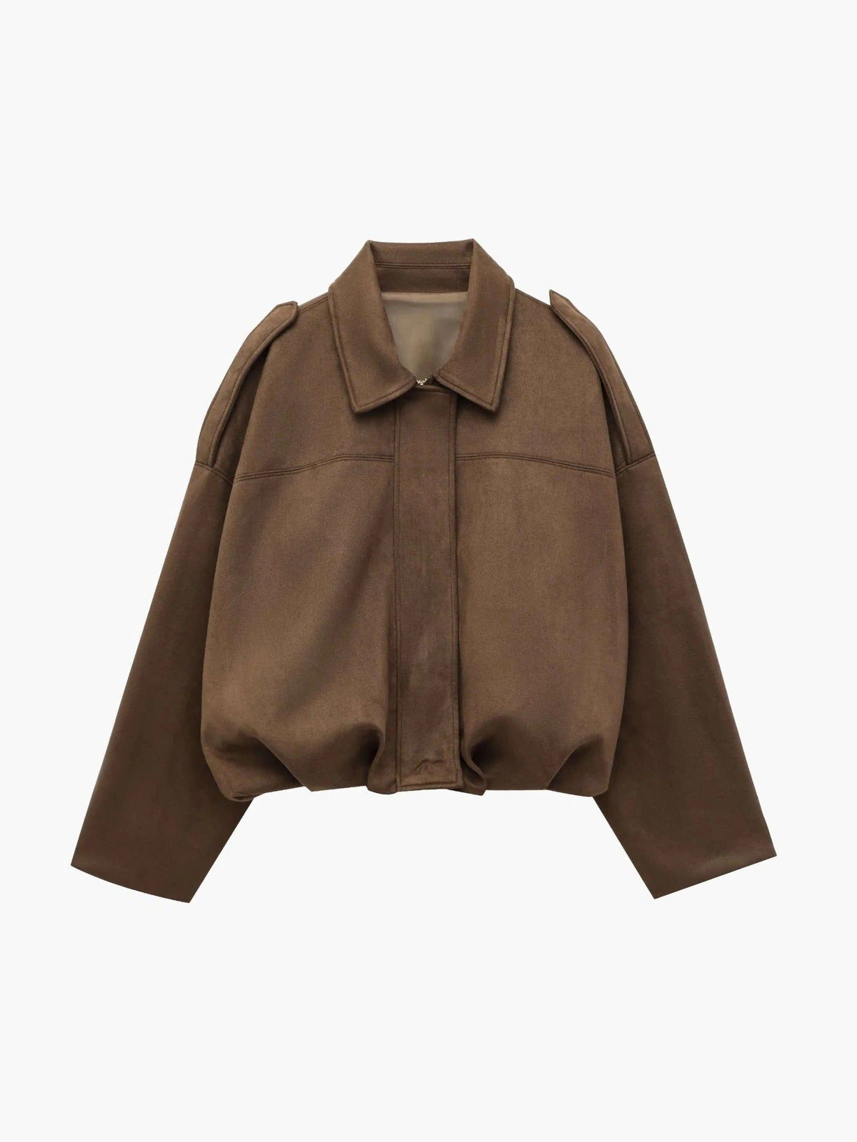 Faux Suede Cropped Bomber Jacket for Women - View 5