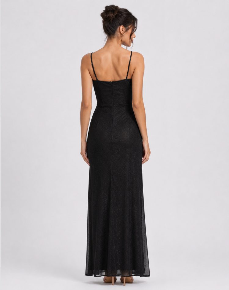 Glitter Maxi Dress with Side Split for Women - View 3
