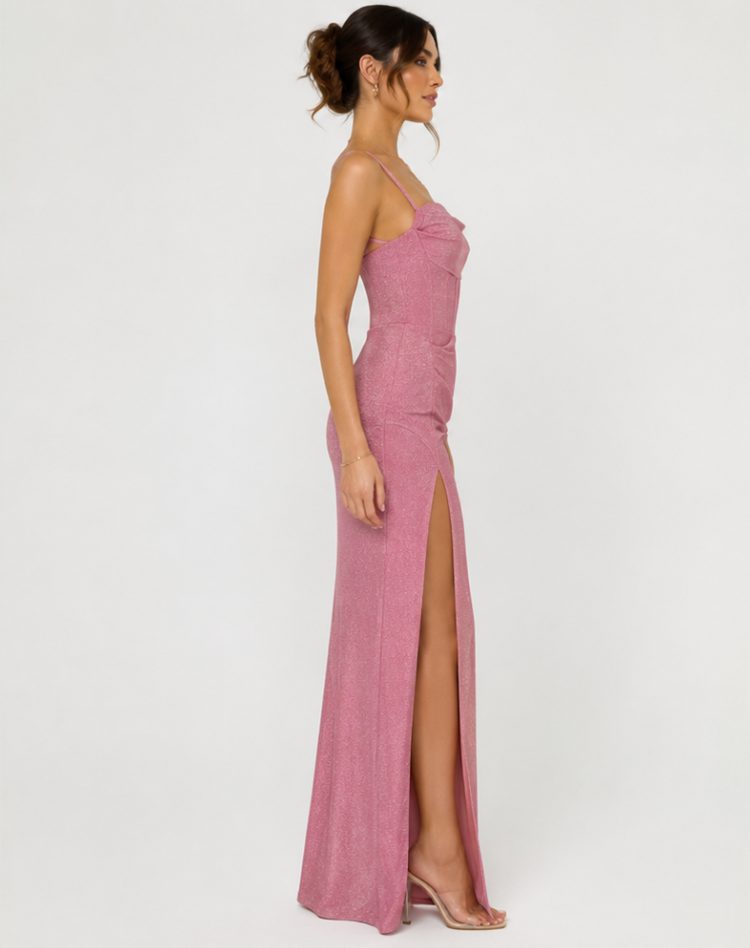 Glitter Maxi Dress with Side Split for Women - View 5