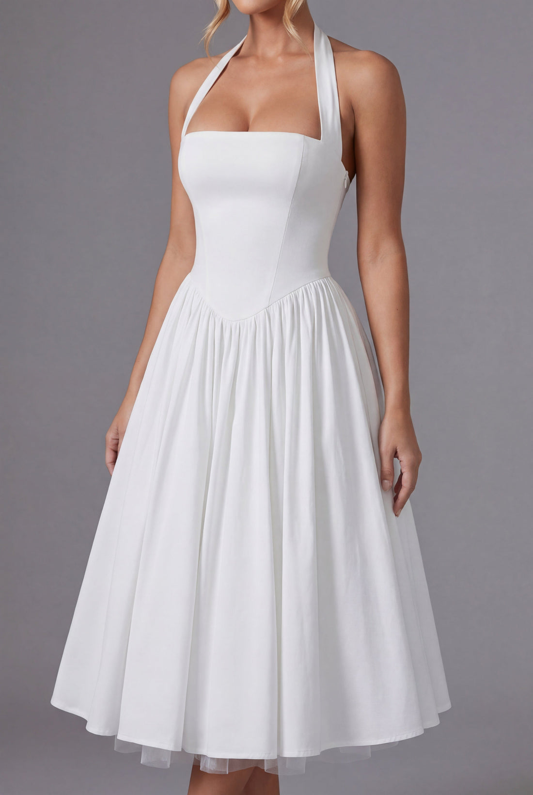 Halter Midi A-Line Dress for Women