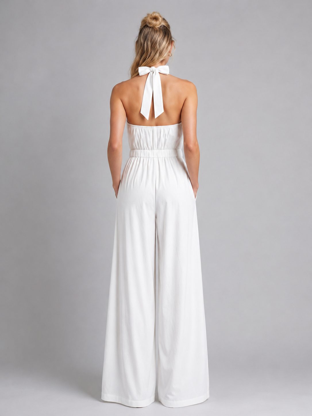 Halter Neck Wide Leg Jumpsuit for Women - View 2