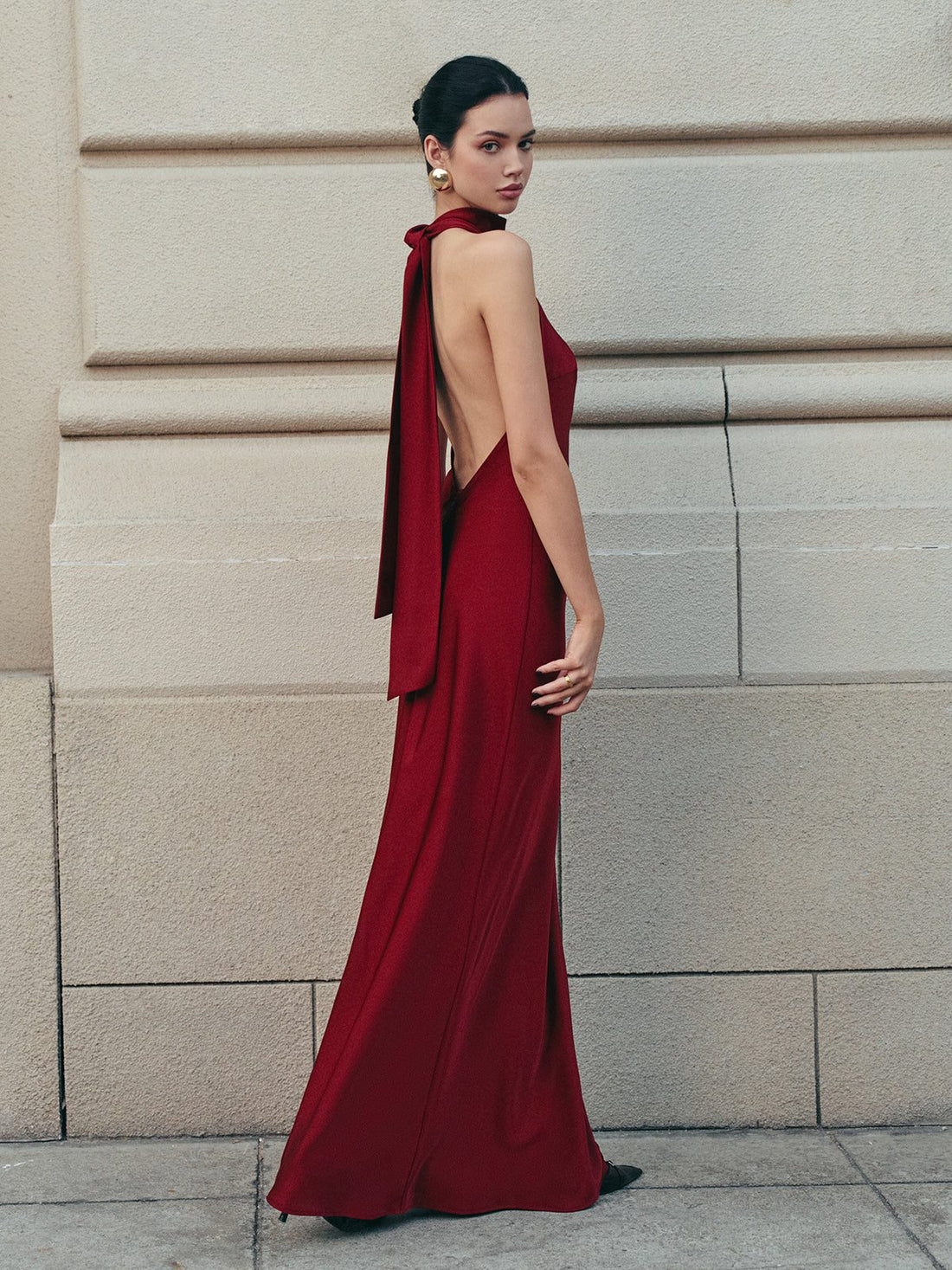 Halterneck Maxi Dress with Tie Back for Women