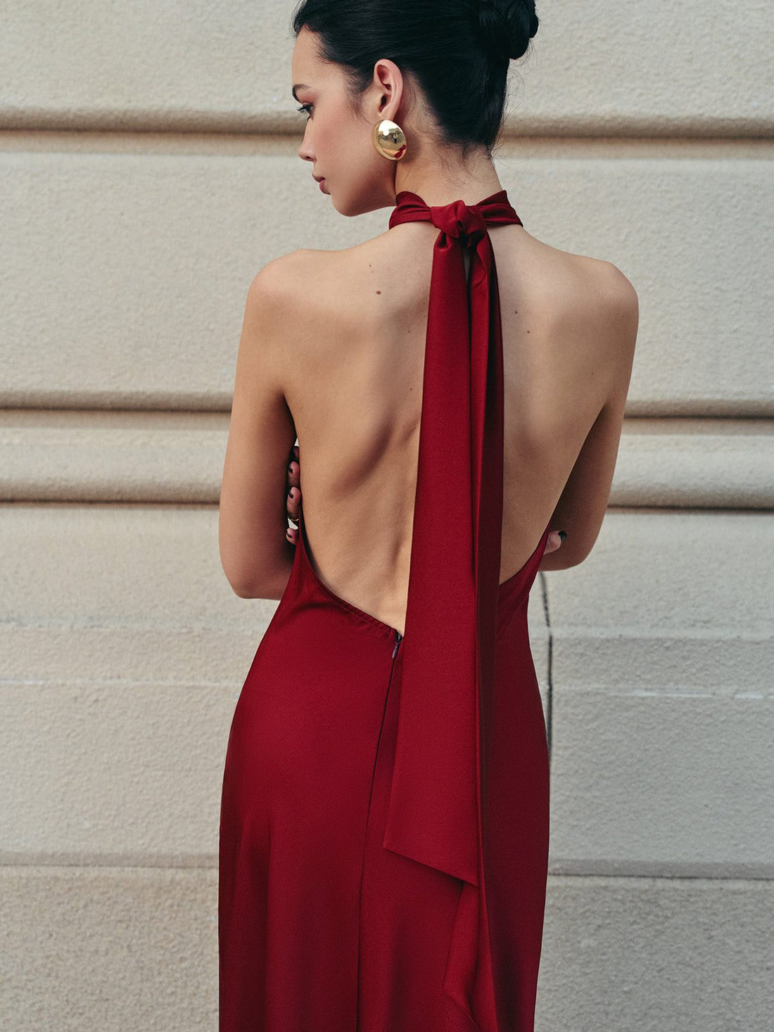 Halterneck Maxi Dress with Tie Back for Women