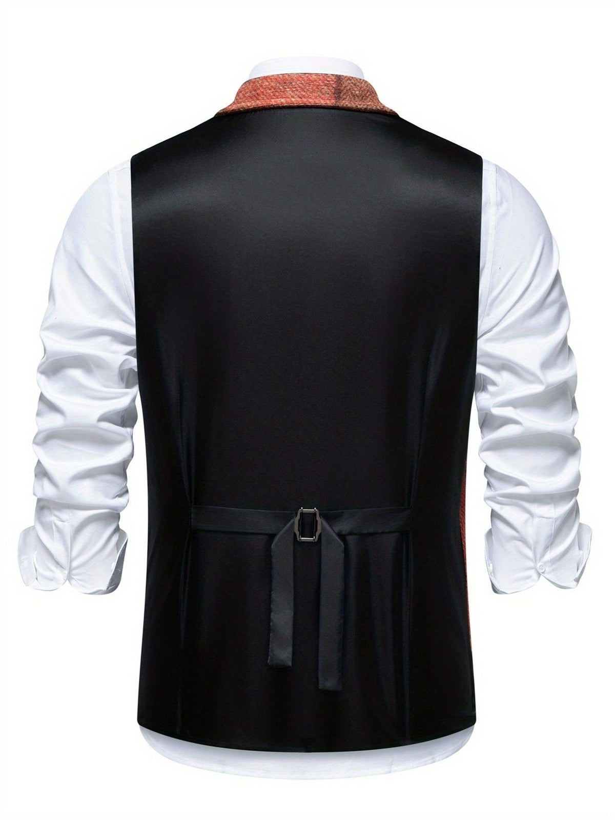 Herringbone Patchwork Tailored Waistcoat for Men - View 8
