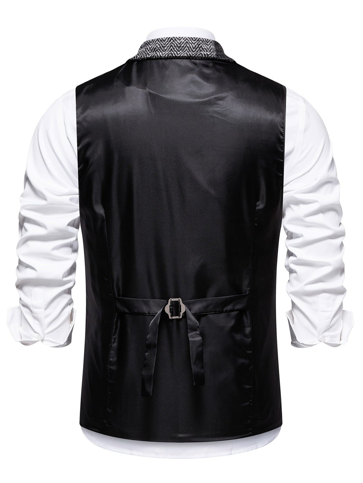 Herringbone Patchwork Tailored Waistcoat for Men - View 9