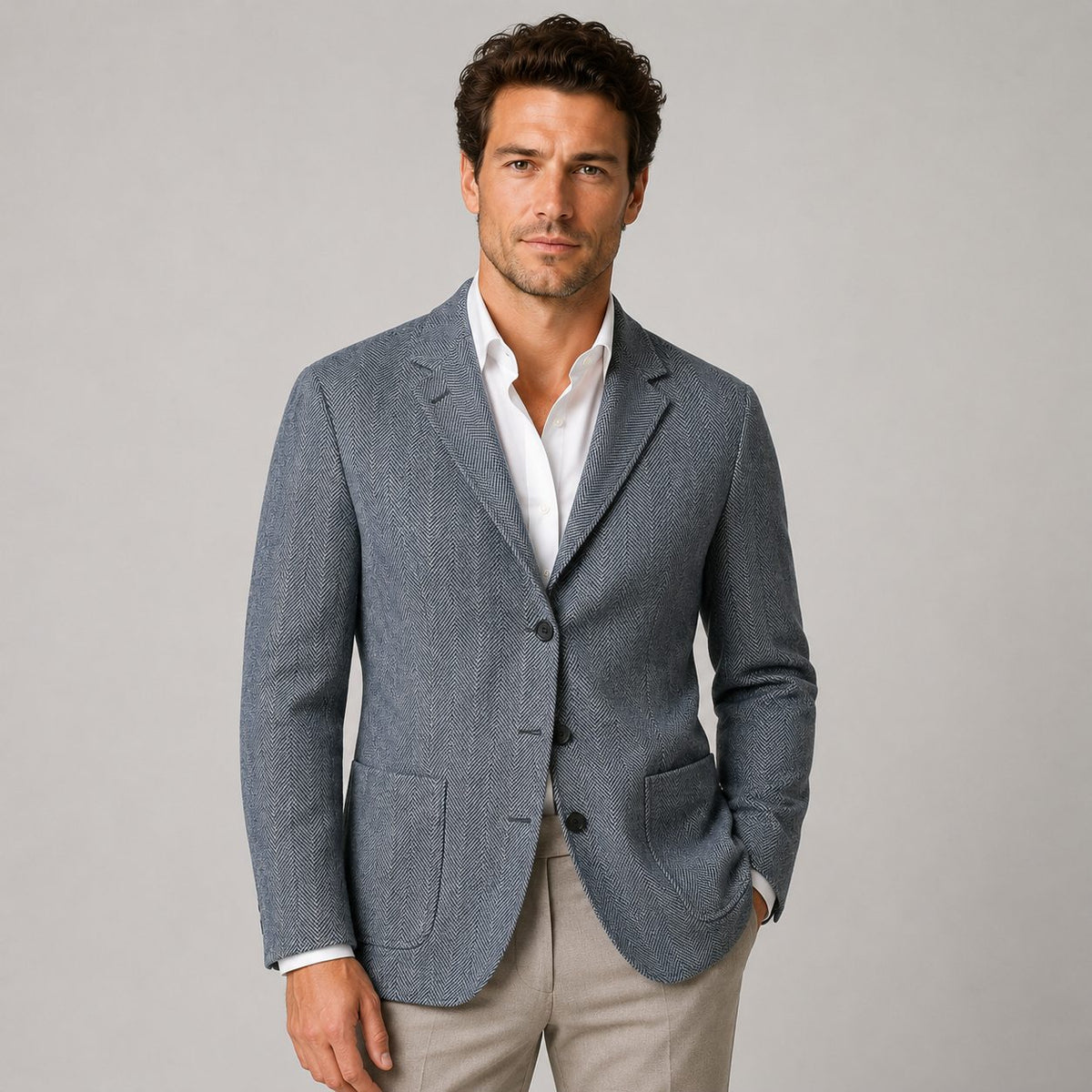 Herringbone Tailored Blazer for Men
