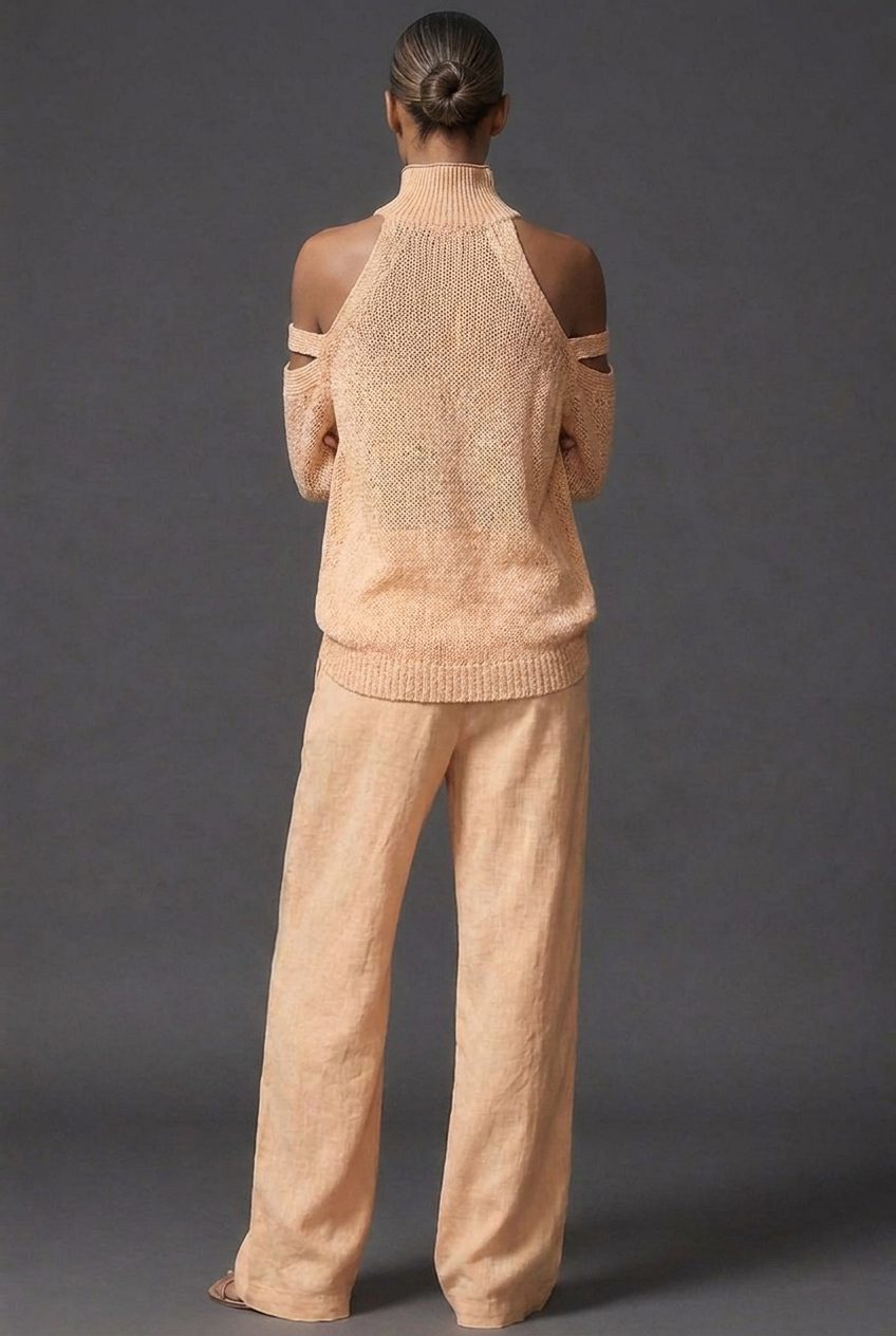 High Neck Wide Leg Knit Co-Ord Set for Women - View 12