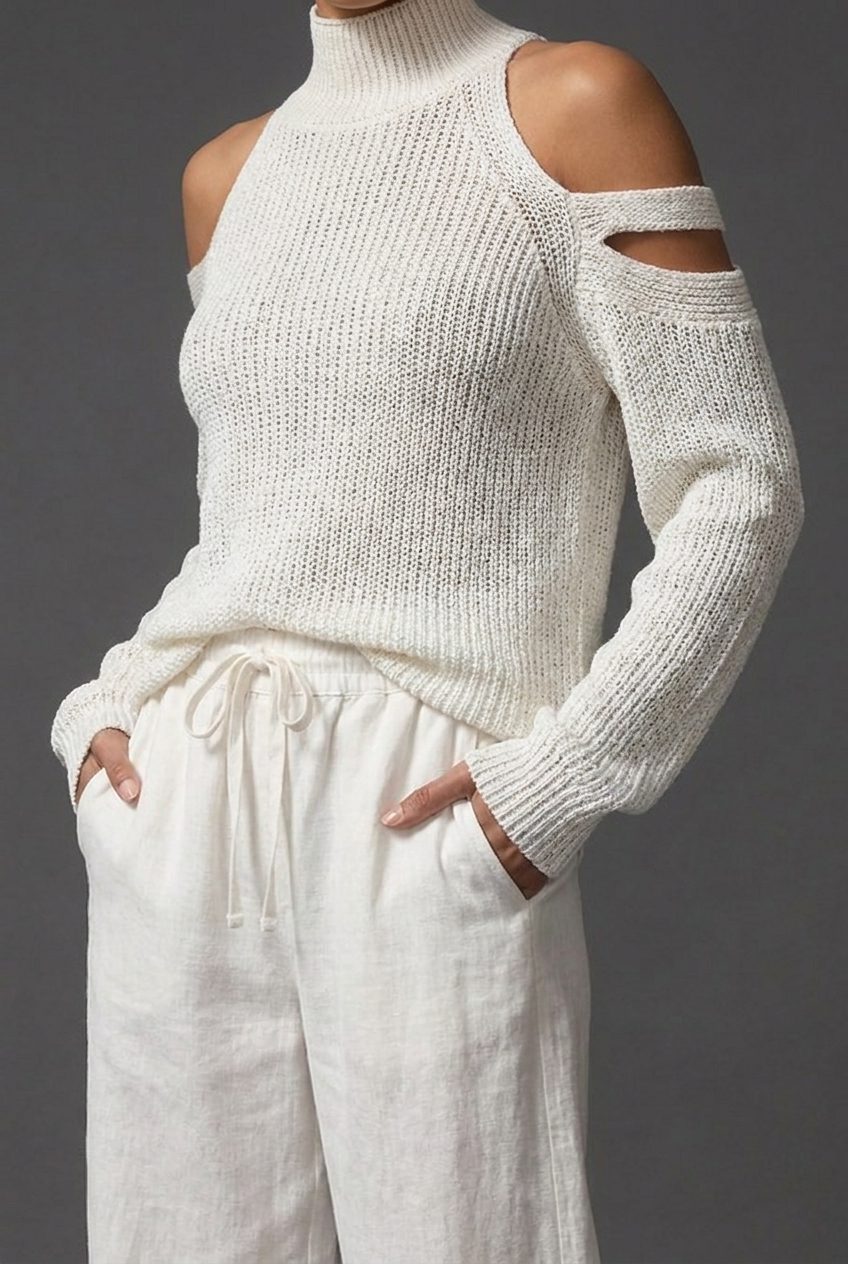 High Neck Wide Leg Knit Co-Ord Set for Women