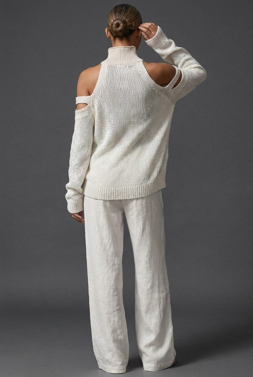 High Neck Wide Leg Knit Co-Ord Set for Women - View 4
