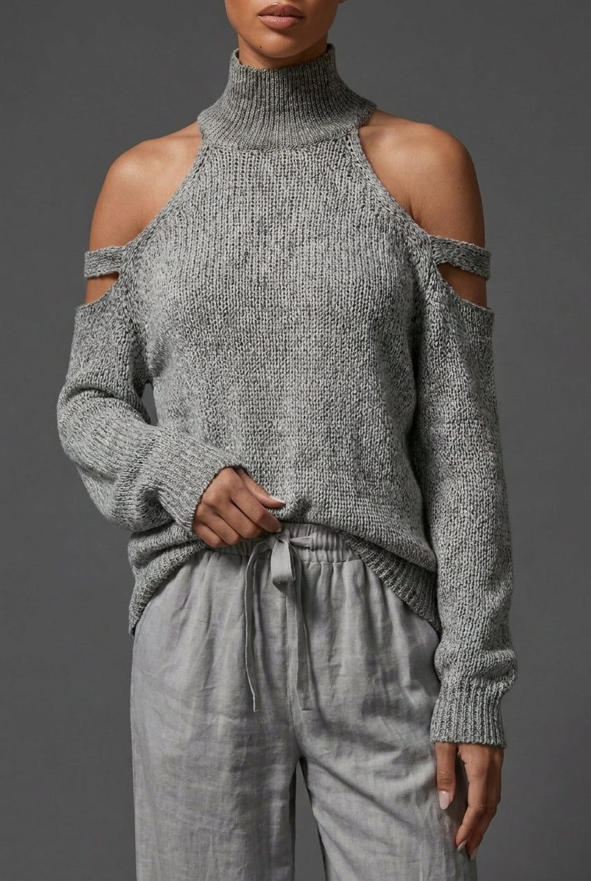 High Neck Wide Leg Knit Co-Ord Set for Women - View 6