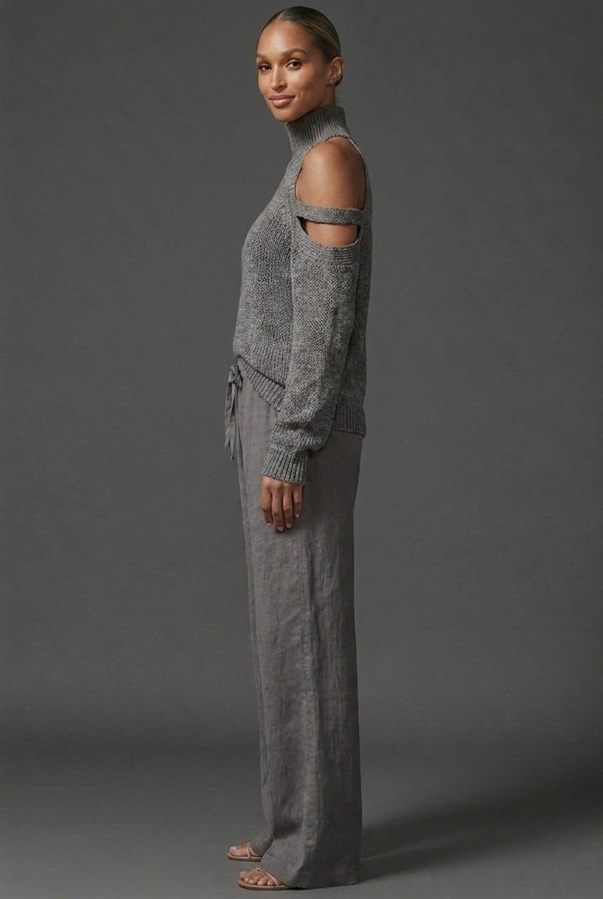 High Neck Wide Leg Knit Co-Ord Set for Women - View 7