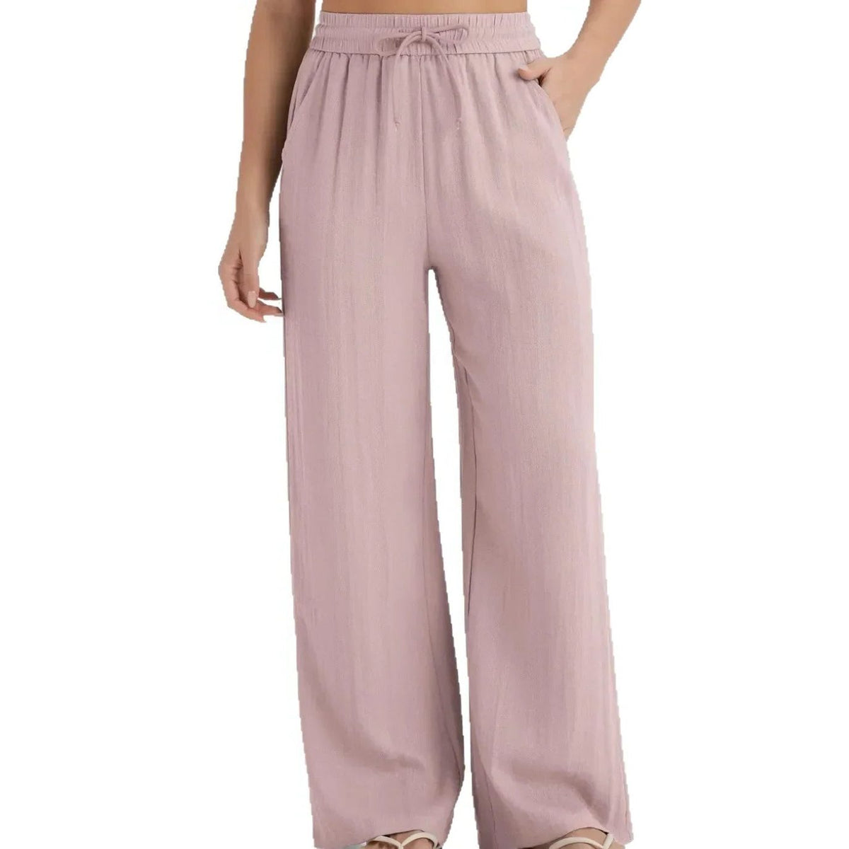 High-Rise Wide Leg Linen Trousers for Women - View 2