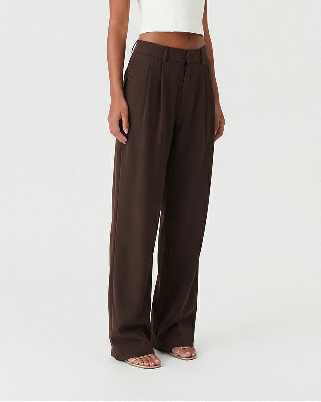 High-Waisted Wide-Leg Pleated Trousers for Women
