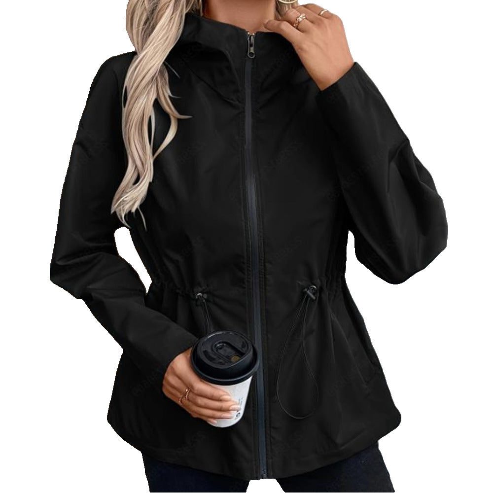 Hooded Adjustable Waist Raincoat for Women - View 5