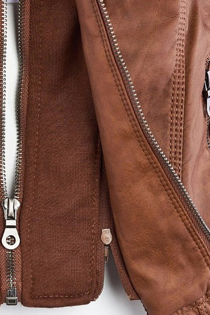 Hooded Leather Look Zip-Up Jacket for Women - View 5
