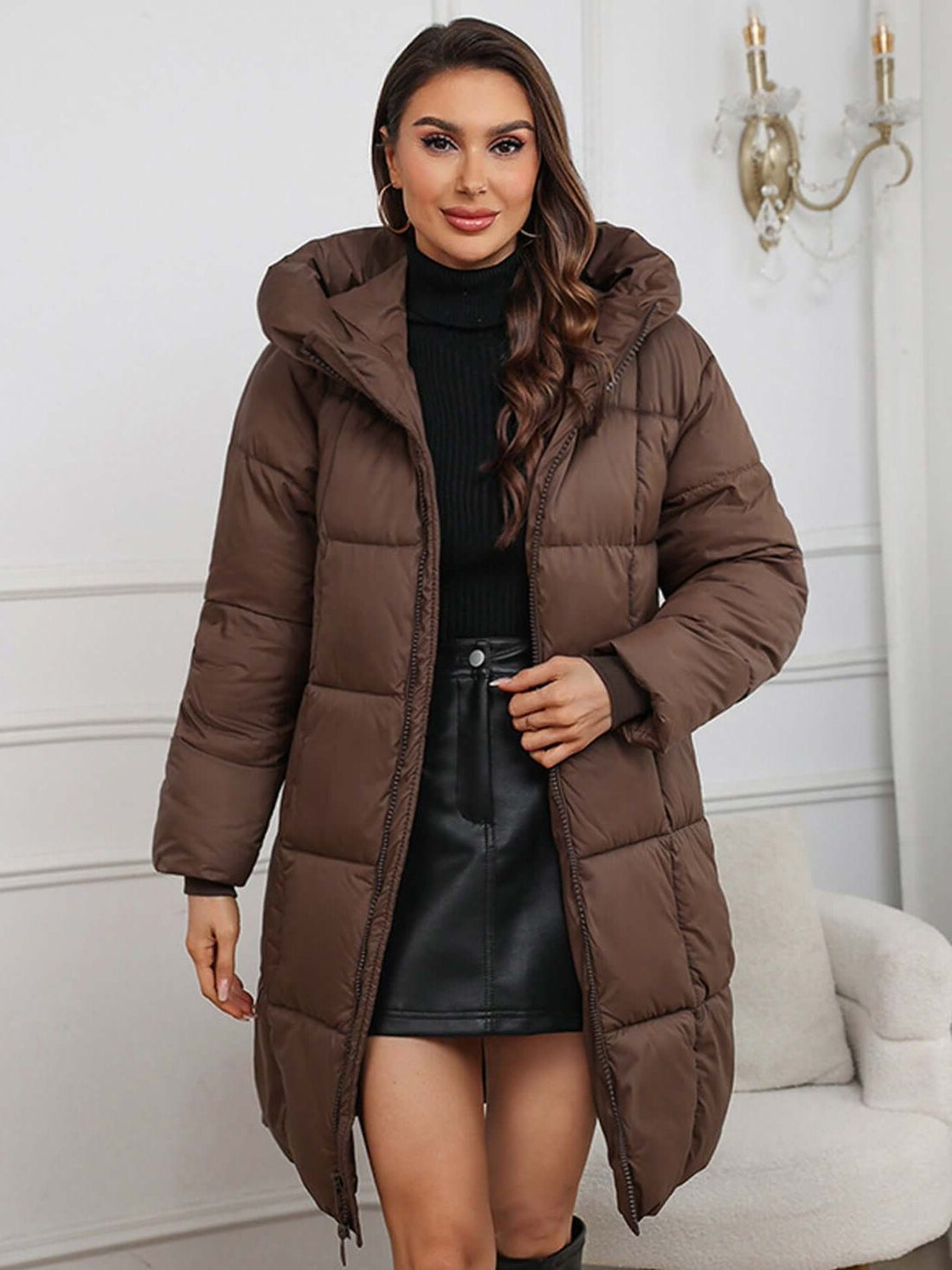 Hooded Long Puffer Coat for Women