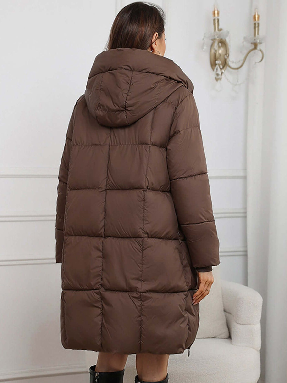 Hooded Long Puffer Coat for Women - View 3