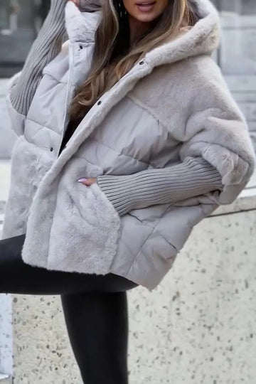 Hooded Longline Puffer Coat for Women - Gris