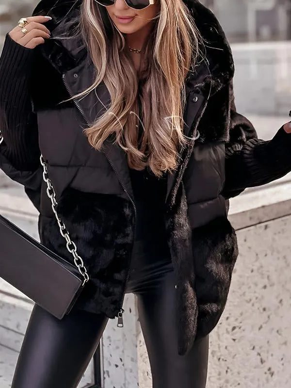 Hooded Longline Puffer Coat for Women - Noir