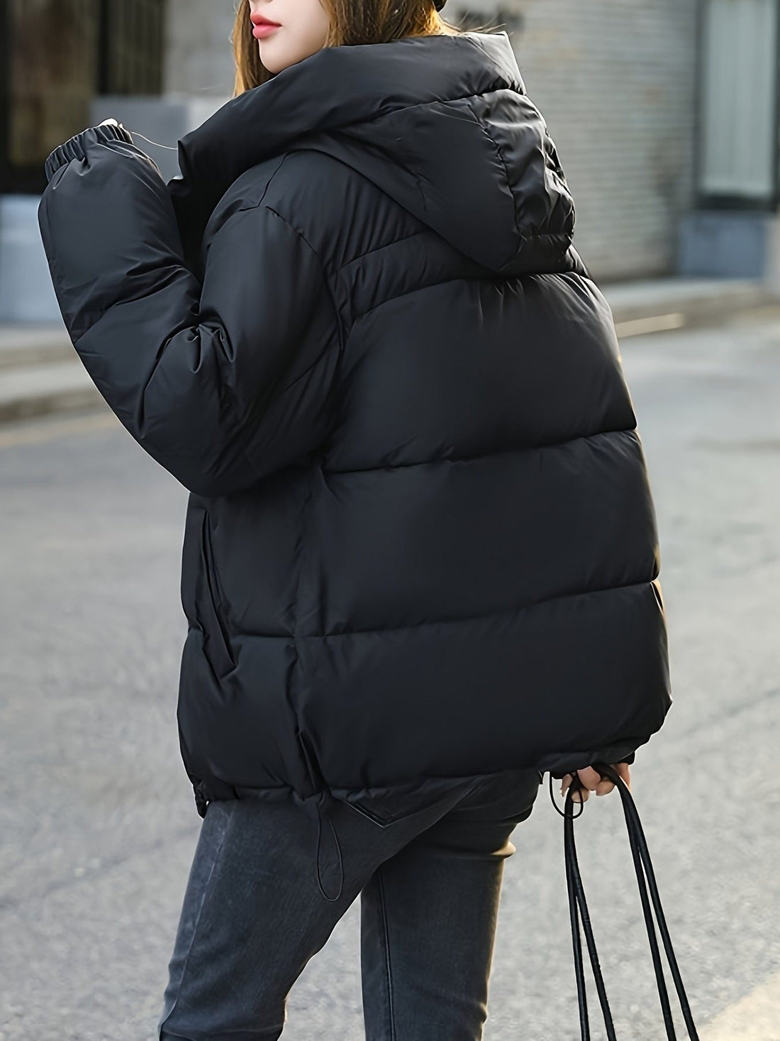 Hooded Longline Puffer Jacket for Women