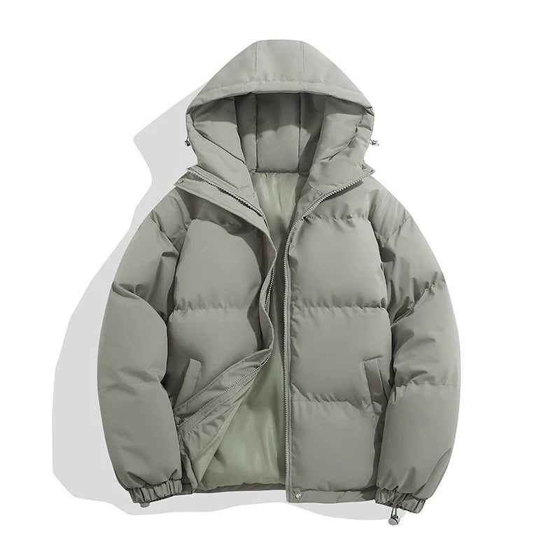 Hooded Puffer Jacket for Women - Grayish green