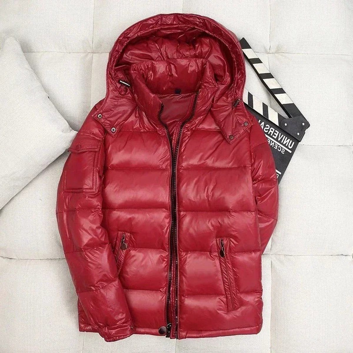 Hooded Quilted Down Puffer Jacket for Men - Rot