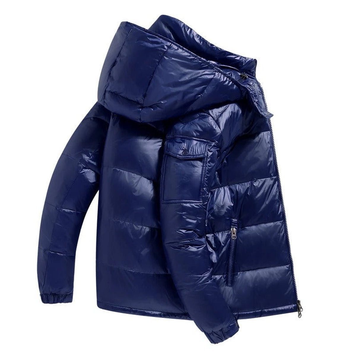 Hooded Quilted Down Puffer Jacket for Men - Blau