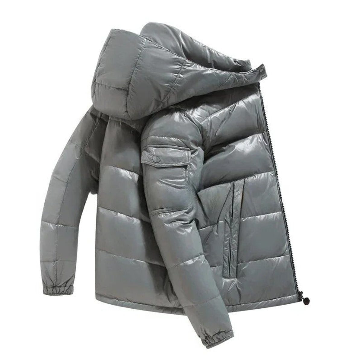 Hooded Quilted Down Puffer Jacket for Men - Grau
